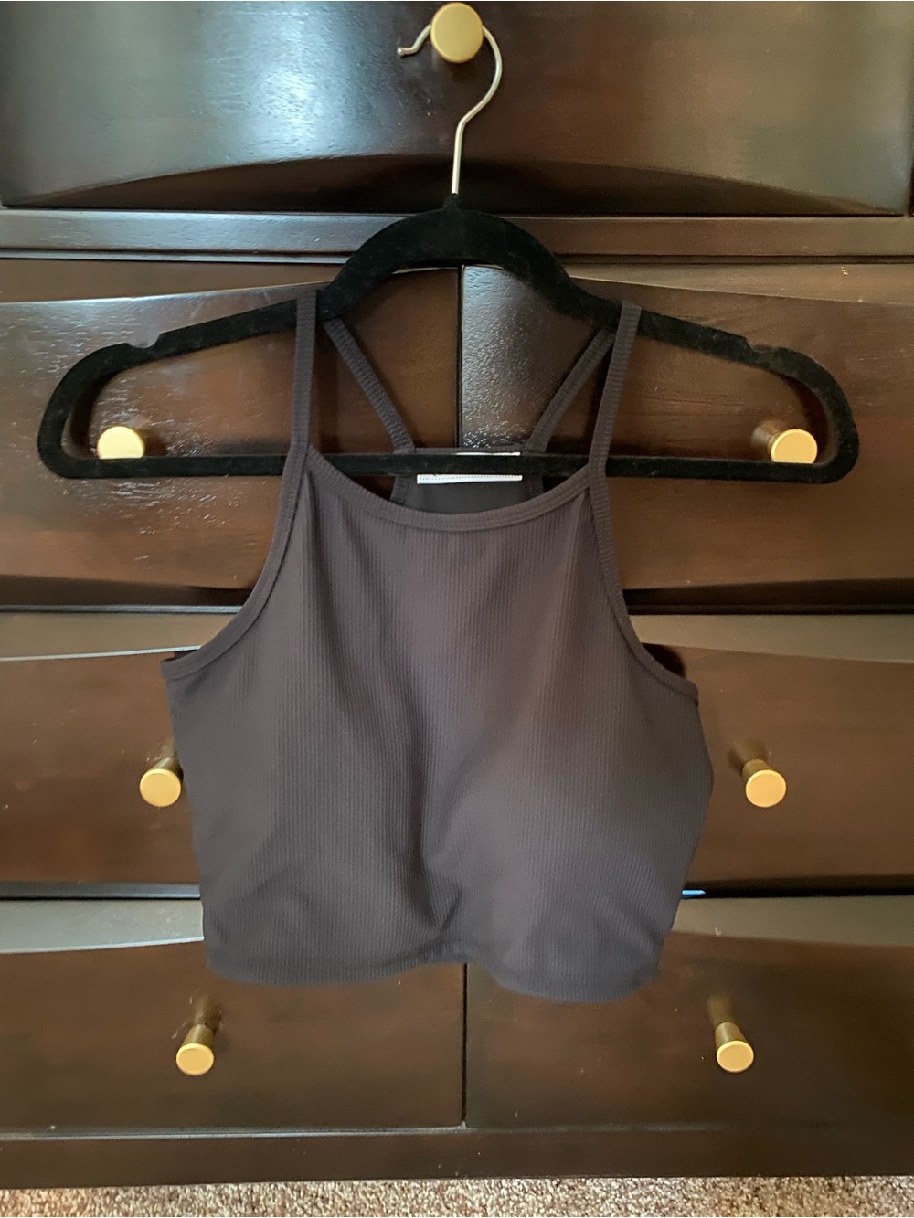 lululemon athletica Black Ribbed Double-Strap Crop Top